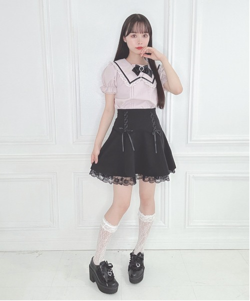 Honey Cinnamon(ハニーシナモン)の「レースフリルセーラーブラウス(シャツ/ブラウス・レディース・サックスブルー/ピンク・FREE)」の3枚目の写真