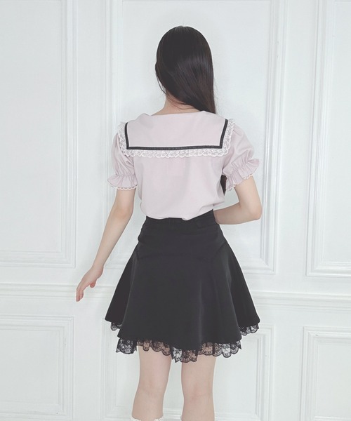 Honey Cinnamon(ハニーシナモン)の「レースフリルセーラーブラウス(シャツ/ブラウス・レディース・サックスブルー/ピンク・FREE)」の12枚目の写真