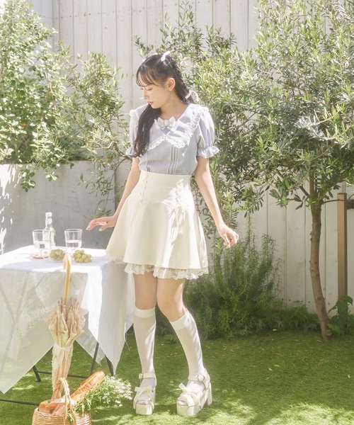 Honey Cinnamon(ハニーシナモン)の「レースフリルセーラーブラウス(シャツ/ブラウス・レディース・サックスブルー/ピンク・FREE)」の19枚目の写真