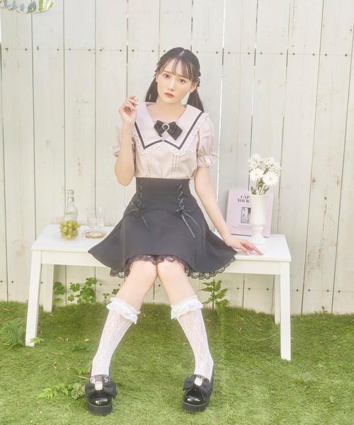 Honey Cinnamon(ハニーシナモン)の「レースフリルセーラーブラウス(シャツ/ブラウス・レディース・サックスブルー/ピンク・FREE)」の10枚目の写真