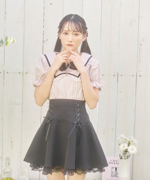 Honey Cinnamon(ハニーシナモン)の「レースフリルセーラーブラウス(シャツ/ブラウス・レディース・サックスブルー/ピンク・FREE)」の16枚目の写真