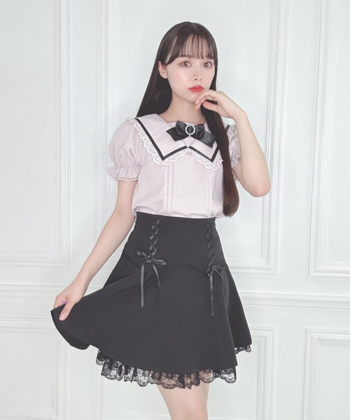 Honey Cinnamon(ハニーシナモン)の「レースフリルセーラーブラウス(シャツ/ブラウス・レディース・サックスブルー/ピンク・FREE)」の20枚目の写真