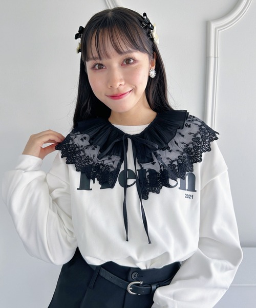 Loueme（ルエム）の「ダブルカラーレース付け襟（付け襟・レディース・ブラック/ホワイト・FREE）」の19枚目の写真