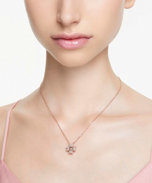 Swarovski Lilia ネックレス ホワイト・ローズゴールドトーン Idyllia Lilia ネックレス, チョウ, ホワイト, ローズゴールド