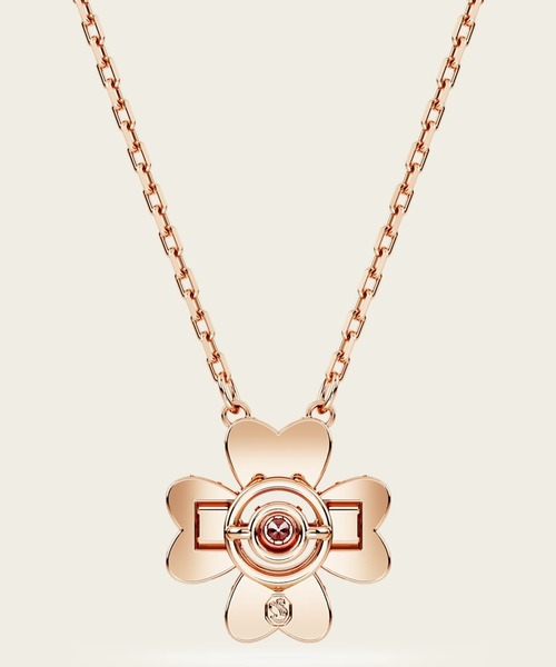 Swarovski ローズゴールドクロバー ネックレス Una ネックレス, クローバー, ピンク, ローズゴールドトーン