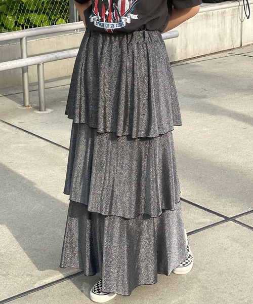 CIAOPANIC（チャオパニック）の「ラメカットティアードスカート（スカート・レディース・シルバー/ブラック/ホワイト・FREE）」の22枚目の写真