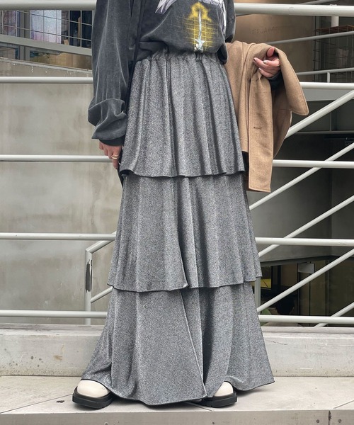 CIAOPANIC（チャオパニック）の「ラメカットティアードスカート（スカート・レディース・シルバー/ブラック/ホワイト・FREE）」の14枚目の写真