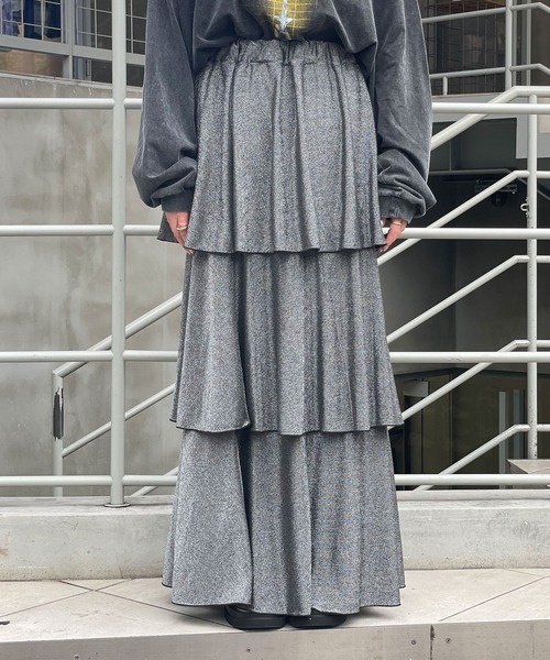 CIAOPANIC（チャオパニック）の「ラメカットティアードスカート（スカート・レディース・シルバー/ブラック/ホワイト・FREE）」の15枚目の写真