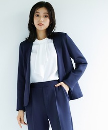 Emilyan（エミリアン）の「無敵のジャケット【洗濯機OK♪全方位ストレッチ♪軽い着心地♪】ハイストレッチダンボールニット・カラーレスジャケット（スーツジャケット・レディース）」