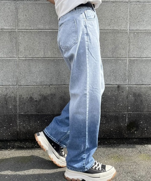 RENOL(レノル)の「韓国ファッション RENOL レノル gradation denim pants グラデーション デニムパンツ ジーンズパンツ ストレートパンツ デニムライトブルー(デニムパンツ・メンズ・ブルー・L/M)」の9枚目の写真