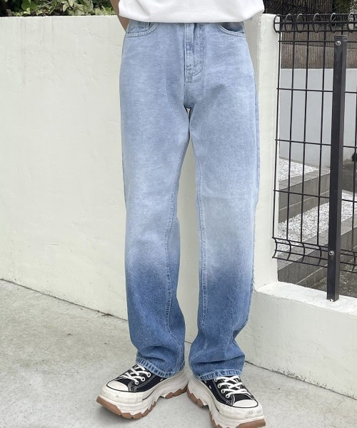 RENOL(レノル)の「韓国ファッション RENOL レノル gradation denim pants グラデーション デニムパンツ ジーンズパンツ ストレートパンツ デニムライトブルー(デニムパンツ・メンズ・ブルー・L/M)」の7枚目の写真