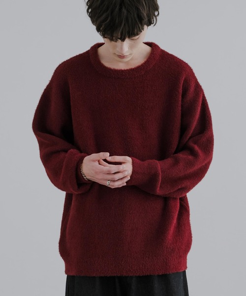 Rocky Monroe（ロッキーモンロー）の「オーバーサイズフェザーヤーンクルーニットセーター（ニット/セーター・メンズ・マスタード/ブルー/グレー/ワインレッド/ターコイズブルー/ブラック/ライトグレー/チャコール・M/L）」の8枚目の写真