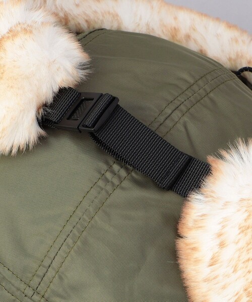 POLeR（ポーラー）の「POLeR/ポーラー FLIGHT NYLON FUR FLAP CAP/フライト ナイロンファーフラップキャップ（キャップ・メンズ・ネイビー/ブラック/オリーブ・ONE SIZE）」の8枚目の写真