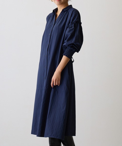 美品✨️MaxMara 近年　オーバーサイズリネンストライプシャツワンピース　青 ZARA - 新品 ZARA ストライプ リネンブレンドワンピース Sサイズ
