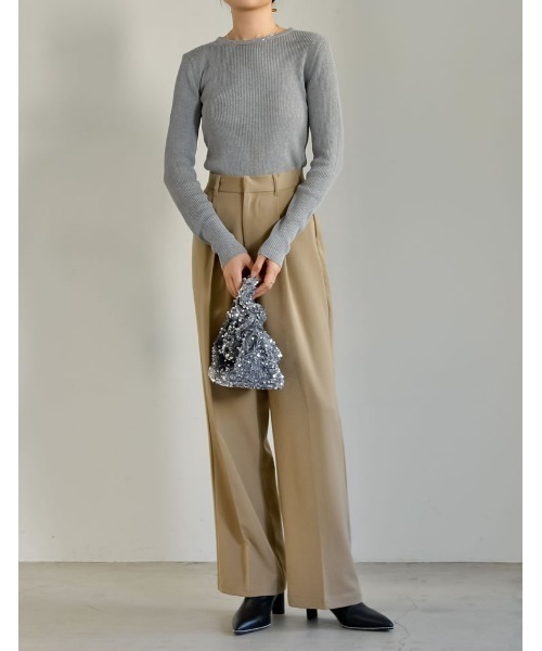 Re:EDIT(リエディ)の「2タイプから選べるラメリブニットトップス(ニット/セーター・レディース・ブラック/ブラック系/シルバー/シルバー系その他・LARGE/MEDIUM)」の7枚目の写真