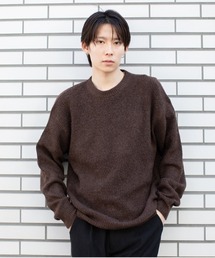 フラッフィーヤーン 片畦編み クルーネック ニット