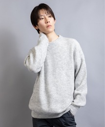フラッフィーヤーン 片畦編み クルーネック ニット