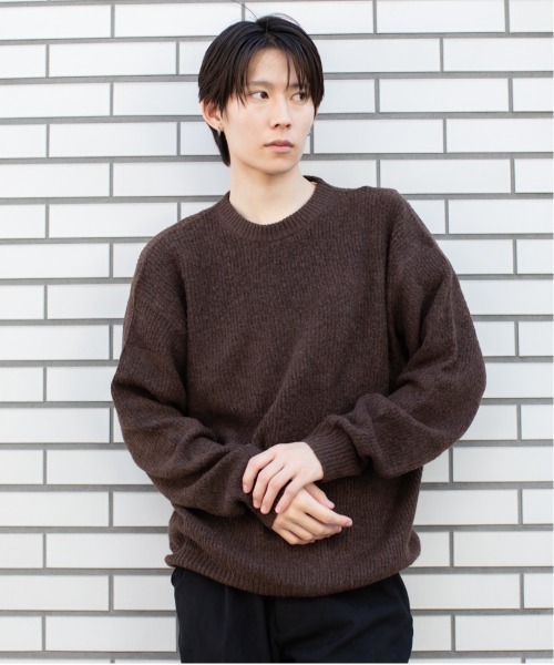 En serio TOKYO(エンソリオトーキョー)の「フラッフィーヤーン 片畦編み クルーネック ニット(ニット/セーター・メンズ・ライトグレー/ネイビー/ブラウン/ブラック・L/M)」の11枚目の写真