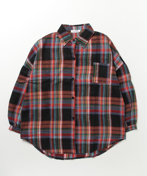 CANVAS+（キャンバスプラス）の「【CANVAS+】ルーズチェックシャツ（シャツ/ブラウス・レディース・ピンク/ブラック/ベージュ/パープル/グリーン/イエロー・M）」の22枚目の写真