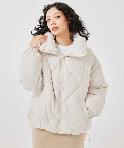 NERGY（ナージー）の「ダイヤキルトBIGカラーブルゾン（ダウンジャケット/コート・レディース・ブラック/ホワイト・M）」の3枚目の写真