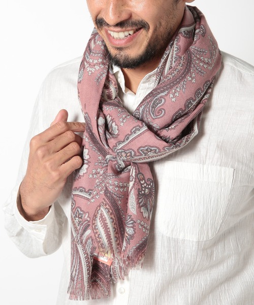 MEN'S BIGI(メンズビギ)の「ペイズリー柄ストール made in italy(ストール/ショール・メンズ・ブルー/レッド・FREE)」の3枚目の写真