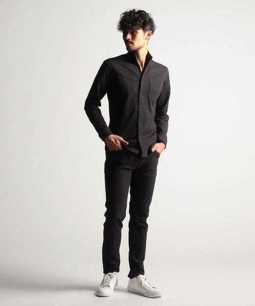 NICOLE CLUB FOR MEN（ニコルクラブフォーメン）の「シアサッカーチェックカットシャツ（シャツ/ブラウス・メンズ・ホワイト×ネイビー/ブラック系1/ブラック系2/ブラック×ホワイト/ネイビー系・LARGE/MEDIUM/X-LARGE）」の6枚目の写真