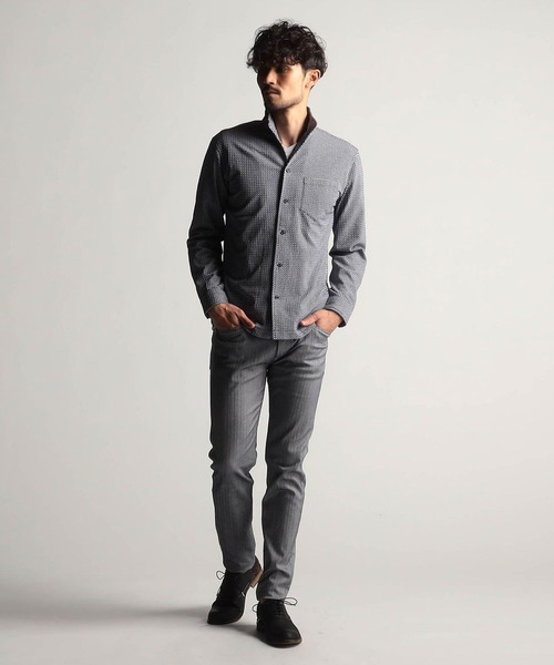 NICOLE CLUB FOR MEN（ニコルクラブフォーメン）の「シアサッカーチェックカットシャツ（シャツ/ブラウス・メンズ・ホワイト×ネイビー/ブラック系1/ブラック系2/ブラック×ホワイト/ネイビー系・LARGE/MEDIUM/X-LARGE）」の8枚目の写真