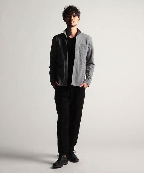 NICOLE CLUB FOR MEN（ニコルクラブフォーメン）の「シアサッカーチェックカットシャツ（シャツ/ブラウス・メンズ・ホワイト×ネイビー/ブラック系1/ブラック系2/ブラック×ホワイト/ネイビー系・LARGE/MEDIUM/X-LARGE）」の10枚目の写真