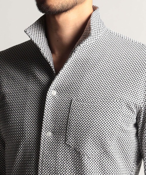 NICOLE CLUB FOR MEN（ニコルクラブフォーメン）の「シアサッカーチェックカットシャツ（シャツ/ブラウス・メンズ・ホワイト×ネイビー/ブラック系1/ブラック系2/ブラック×ホワイト/ネイビー系・LARGE/MEDIUM/X-LARGE）」の13枚目の写真