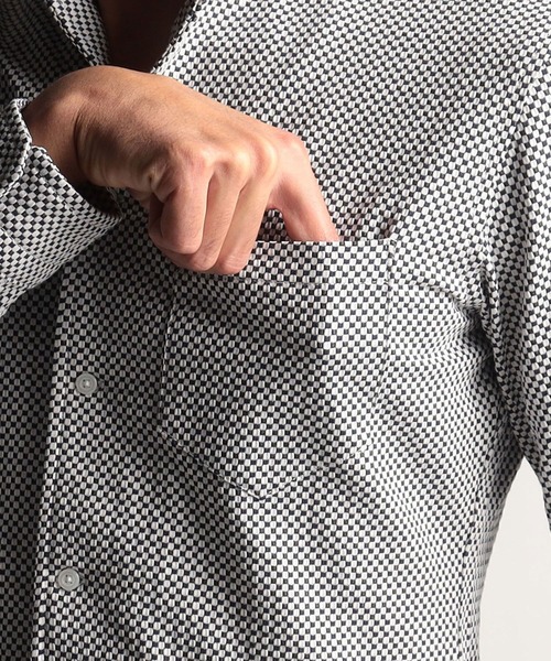 NICOLE CLUB FOR MEN（ニコルクラブフォーメン）の「シアサッカーチェックカットシャツ（シャツ/ブラウス・メンズ・ホワイト×ネイビー/ブラック系1/ブラック系2/ブラック×ホワイト/ネイビー系・LARGE/MEDIUM/X-LARGE）」の15枚目の写真