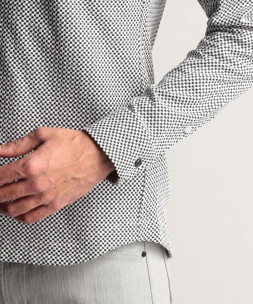 NICOLE CLUB FOR MEN（ニコルクラブフォーメン）の「シアサッカーチェックカットシャツ（シャツ/ブラウス・メンズ・ホワイト×ネイビー/ブラック系1/ブラック系2/ブラック×ホワイト/ネイビー系・LARGE/MEDIUM/X-LARGE）」の16枚目の写真