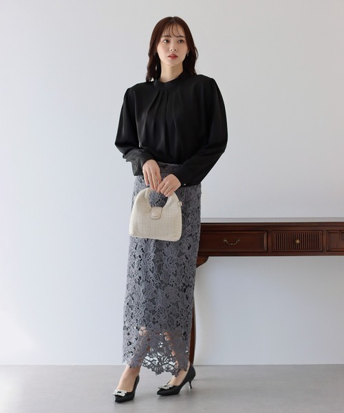 セール】ハイネックタックブラウス（シャツ/ブラウス）｜BLUEEAST