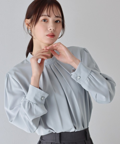 セール】ハイネックタックブラウス（シャツ/ブラウス）｜BLUEEAST