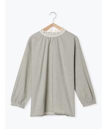 Samansa Mos2 | 【保温加工】スタンド襟レースブラウス(シャツ/ブラウス)