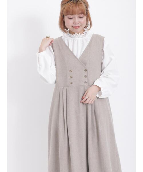 Samansa Mos2（サマンサ モスモス）の「【保温加工】スタンド襟レース