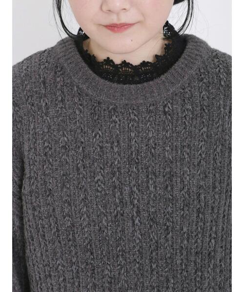 Samansa Mos2(サマンサ モスモス)の「【保温加工】スタンド襟レースブラウス(シャツ/ブラウス・レディース・チャコールグレー/オフホワイト/ブルー/グレー・F)」の8枚目の写真