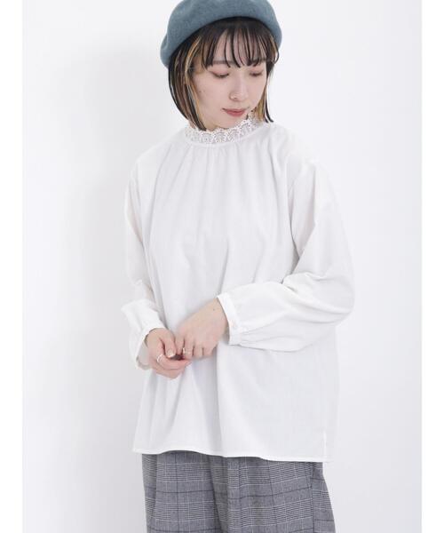 Samansa Mos2(サマンサ モスモス)の「【保温加工】スタンド襟レースブラウス(シャツ/ブラウス・レディース・チャコールグレー/オフホワイト/ブルー/グレー・F)」の10枚目の写真