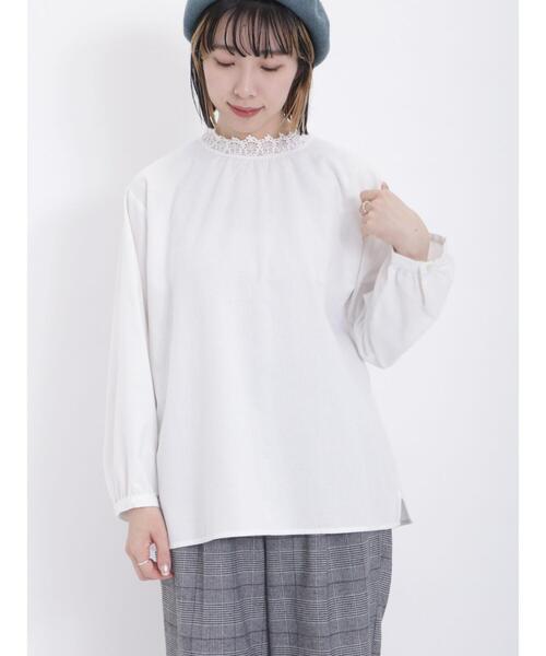 Samansa Mos2(サマンサ モスモス)の「【保温加工】スタンド襟レースブラウス(シャツ/ブラウス・レディース・チャコールグレー/オフホワイト/ブルー/グレー・F)」の11枚目の写真