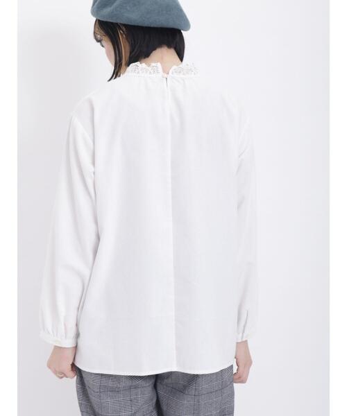 Samansa Mos2(サマンサ モスモス)の「【保温加工】スタンド襟レースブラウス(シャツ/ブラウス・レディース・チャコールグレー/オフホワイト/ブルー/グレー・F)」の12枚目の写真