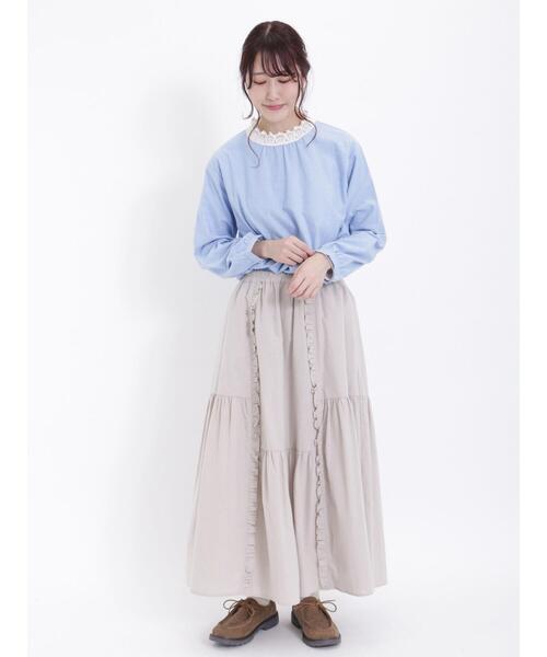 Samansa Mos2(サマンサ モスモス)の「【保温加工】スタンド襟レースブラウス(シャツ/ブラウス・レディース・チャコールグレー/オフホワイト/ブルー/グレー・F)」の14枚目の写真