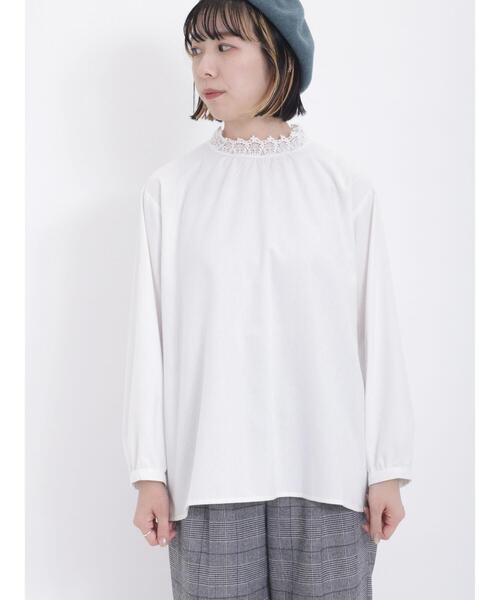 Samansa Mos2(サマンサ モスモス)の「【保温加工】スタンド襟レースブラウス(シャツ/ブラウス・レディース・チャコールグレー/オフホワイト/ブルー/グレー・F)」の18枚目の写真