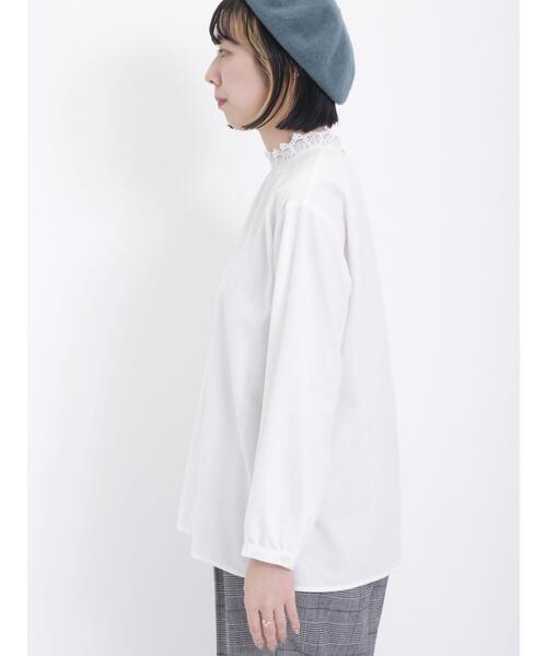 Samansa Mos2(サマンサ モスモス)の「【保温加工】スタンド襟レースブラウス(シャツ/ブラウス・レディース・チャコールグレー/オフホワイト/ブルー/グレー・F)」の19枚目の写真