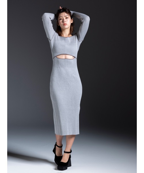 DURAS（デュラス）の「Waist opening dress（ワンピース・レディース・ブラック/ベージュ/グレー・FREE）」の5枚目の写真