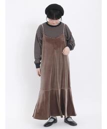 Samansa Mos2 | ◎ベロア切替前後2WAYキャミワンピース(ワンピース)