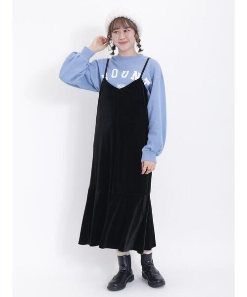 Samansa Mos2（サマンサ モスモス）の「◎ベロア切替前後2WAYキャミワンピース（ワンピース・レディース・ブラック/グレー/ブラウン・F）」の5枚目の写真