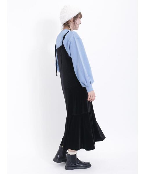 Samansa Mos2（サマンサ モスモス）の「◎ベロア切替前後2WAYキャミワンピース（ワンピース・レディース・ブラック/グレー/ブラウン・F）」の7枚目の写真