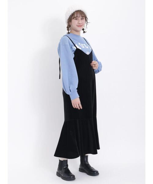 Samansa Mos2（サマンサ モスモス）の「◎ベロア切替前後2WAYキャミワンピース（ワンピース・レディース・ブラック/グレー/ブラウン・F）」の8枚目の写真