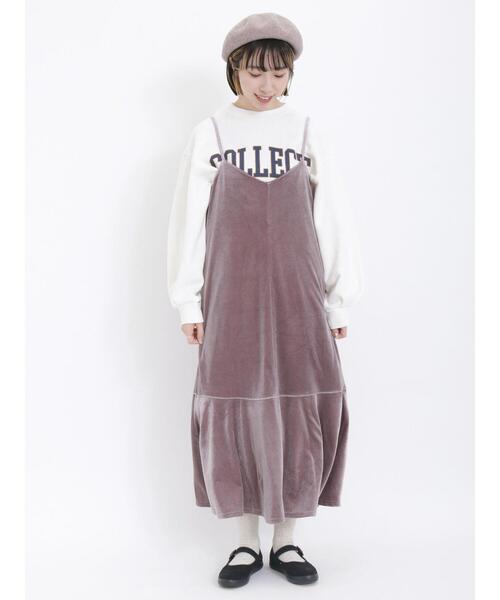 Samansa Mos2（サマンサ モスモス）の「◎ベロア切替前後2WAYキャミワンピース（ワンピース・レディース・ブラック/グレー/ブラウン・F）」の11枚目の写真