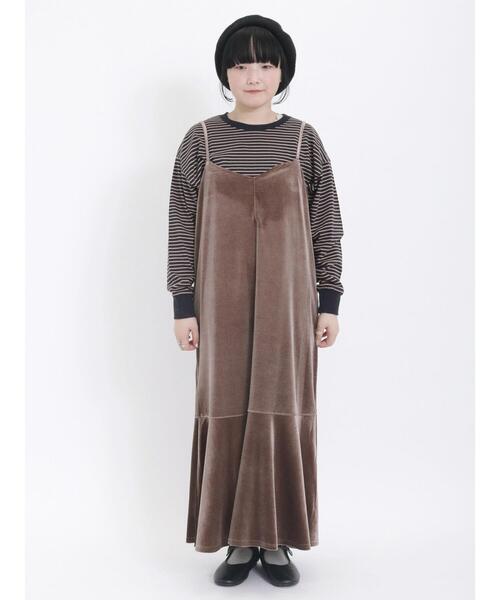 Samansa Mos2（サマンサ モスモス）の「◎ベロア切替前後2WAYキャミワンピース（ワンピース・レディース・ブラック/グレー/ブラウン・F）」の20枚目の写真