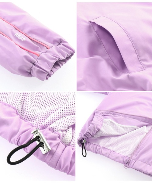 ANAP kids（アナップキッズ）の「パイピングラインウィンドブレーカー（ブルゾン・キッズ・ブラック/ラベンダー・110cm/120cm/130cm/100cm）」の20枚目の写真